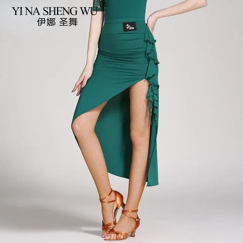 ラテンダンススカート-大人用-プロ仕様-ラテンダンス-パフォーマンス-練習着-レディース-アシンメトリースカート-タンゴ-チャチャ-ダンスウェア