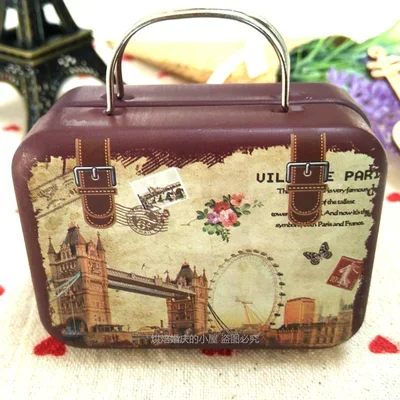 20Pcs  European style Metal Candy Box Retro Candy Storage Box Tin Box Retro Suitcase Handbag Small Rectangular Candy Box