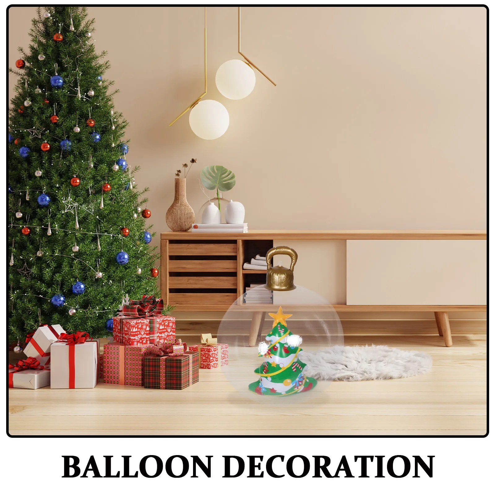 Large Blow Up Christmas Ornament PVC Clear 3D Inflatable Holiday Decoration for Porch Lawn Garden Courtyard Indoor Tree