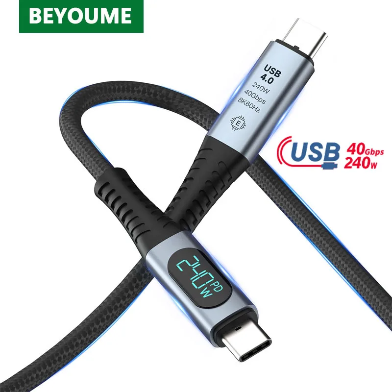 USB Type C to C Cable 240W USB4 Thunderbolt 4 Type-C Fast Charge Cable 8K 40Gbps USB-C Data Line Cord for iPhone 15 Samsung S23