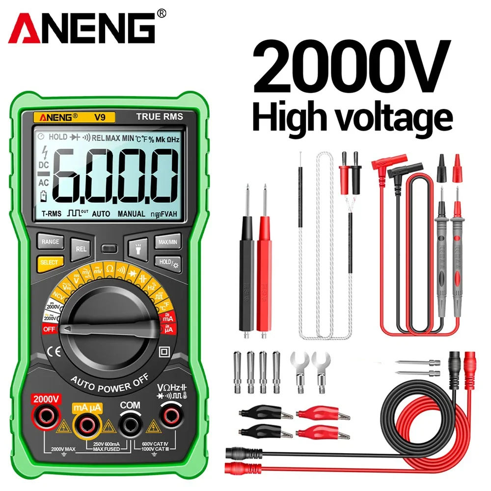 

ANENG V9 Smart Professional Digital Multimeter 2000V Voltage Tester Capacimeter Voltmeter AC DC Ammeter Electrical Tester Tools