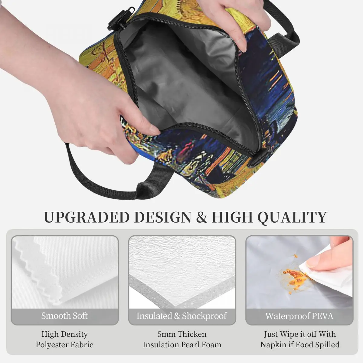 Vincent Van Gogh - The Cafe Terrace On The Place De Forum Insulated Lunch Bag for Kids School Cooler Thermal Box Lunch Boxes - view 3