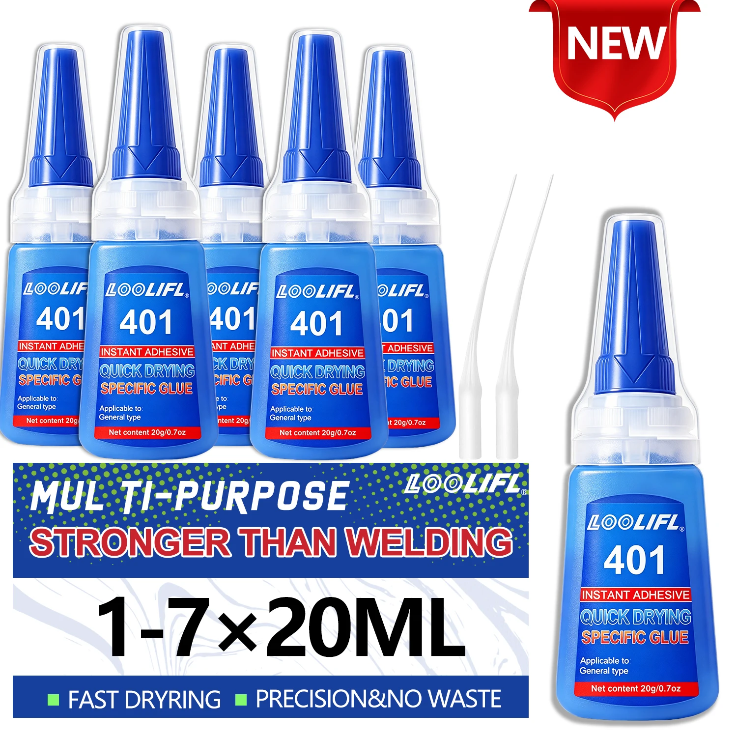 LOOLIFL Instant Super Glue 401 Clear Quick Dry Strong Adhesive Transparent High Strength For DIY Craft Jewelry Wood Glass Repair
