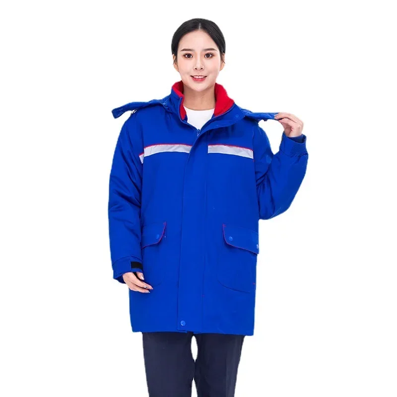 Winter Work Clothing Gas Station Anti-static Cotton Padded Uniforms Thick Warm Long Coverall Thermal Worker Suit Jacket Coat 4xl