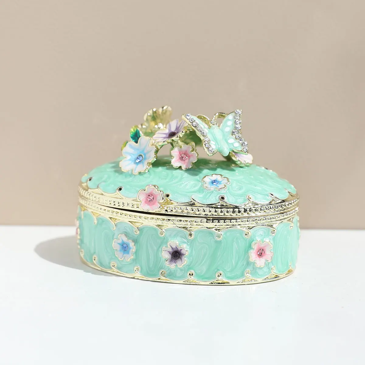 Jewelry Trinket Box Decorative Vintage Style Jewelry Organizer for Women Rhinestones Jewelry Storage Home Decor Unique Gift