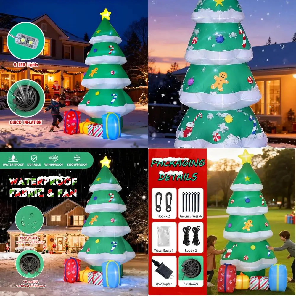 

10-Foot Tall Outdoor Christmas Tree Inflatable, Holiday Yard and Lawn Decor