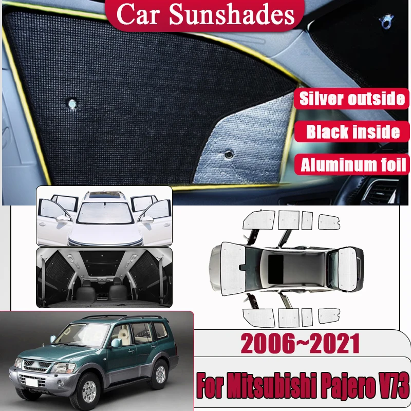 

Для Mitsubishi Pajero 4 V73 2006 ~ 2021 солнцезащитный козырек с полным покрытием, автомобильный солнцезащитный козырек, анти-УФ-блоки для конфиденциальности, теплоизоляционные аксессуары