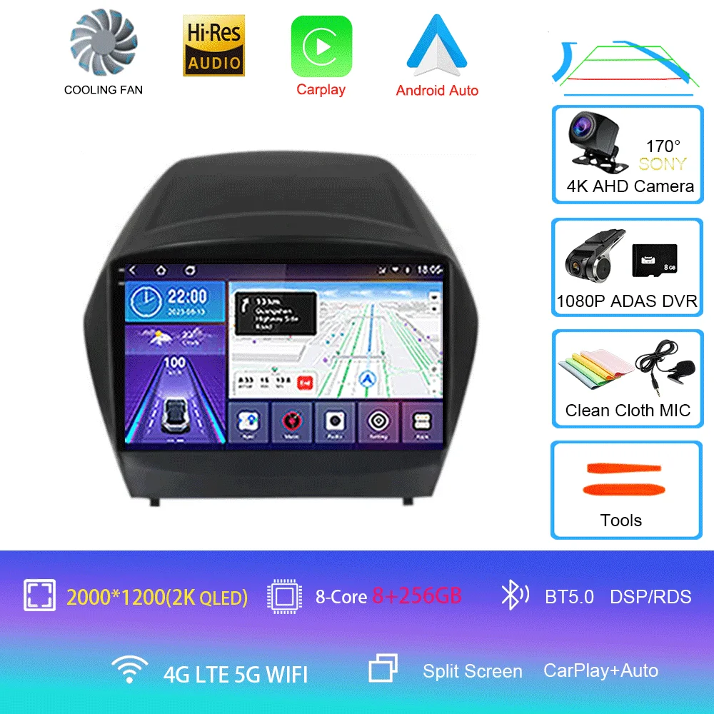 Android 16 Carplay autoradio voor Hyundai Tucson 2 LM IX35 2009-2015 navigatie GPS multimediaspeler WiFi stereo BT 360 camera