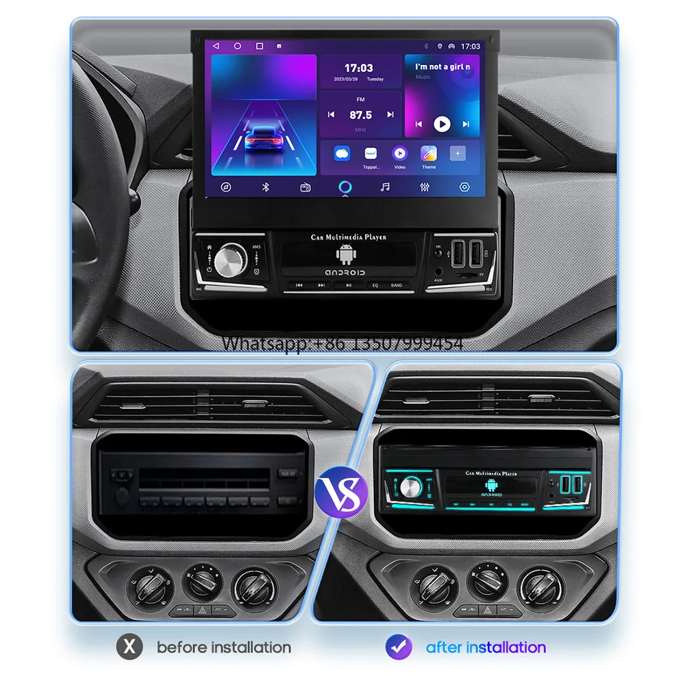 

7-Inch High-Definition Retractable Screen Android GPS Navigator Carplay All-in-One Central Dashboard Control USB Connection for