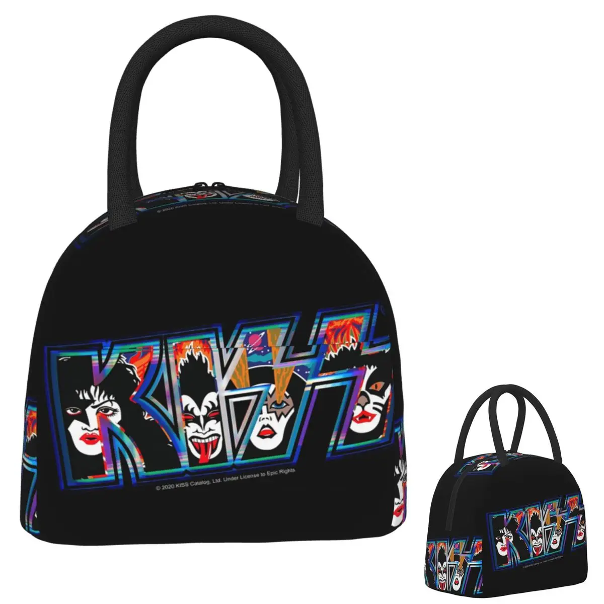 

Kiss Rock Band Retor Сумки для обеда Изолированная коробка для бенто Водонепроницаемая сумка для обеда Многоразовые сумки для пикника Термосумка для женщин и девочек в путешествии