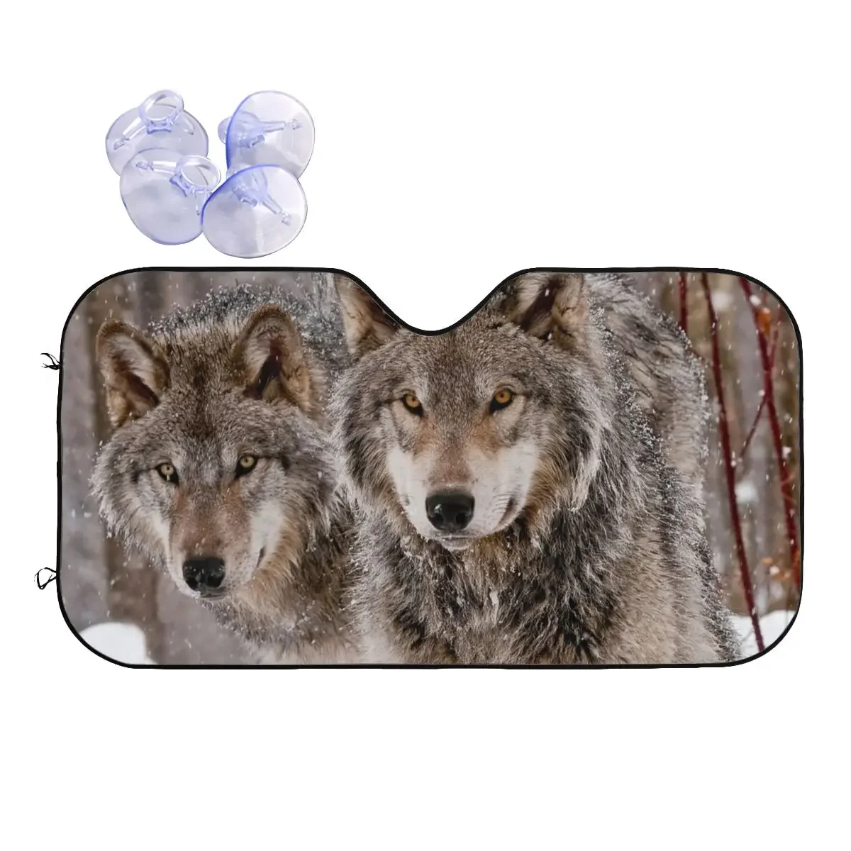 Wolf Warrior Novelty Windshield Sunshade 70x130cm Wolves Predator Aluminium Foil Sunshade Visor Car-styling