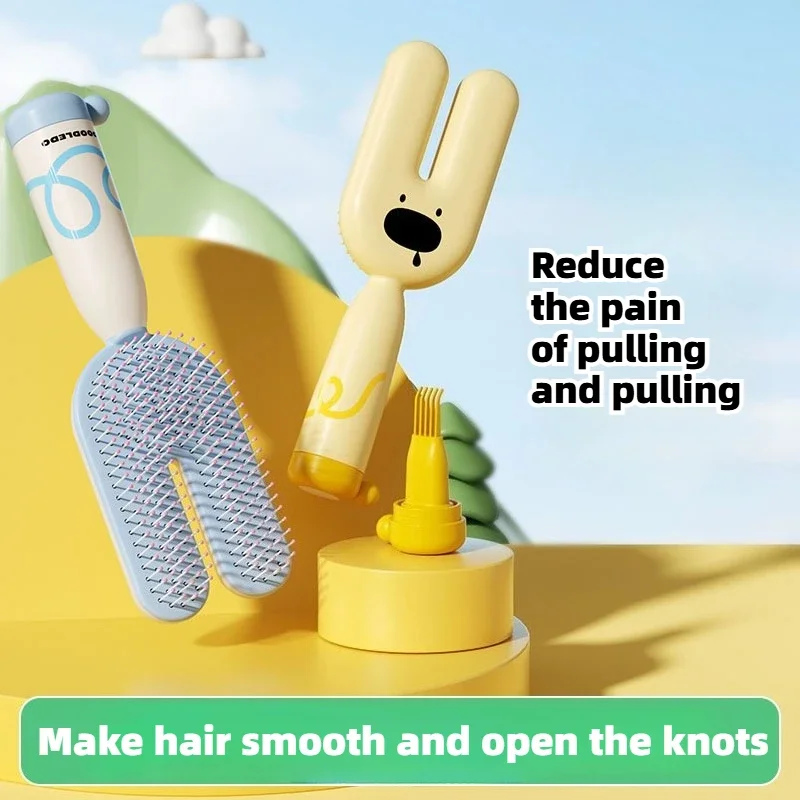 

1PC Cute U-shaped Design Airbags Comb Anti-static Fluffy Hair Comb Special For Girl Non Knotting Hair Care Cushion Massage Combs