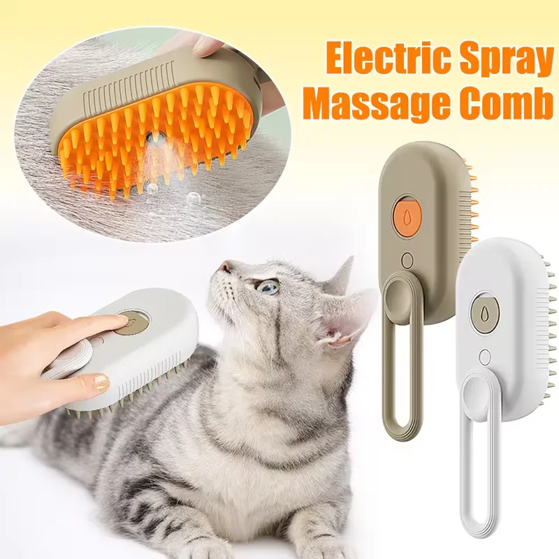 3-in-1 Dog Hair Brush Cat Hair Brush Electric Pet Cleaning Brush Steam Spray Brush Massage Hair Removal Comb Anti Flying Brush