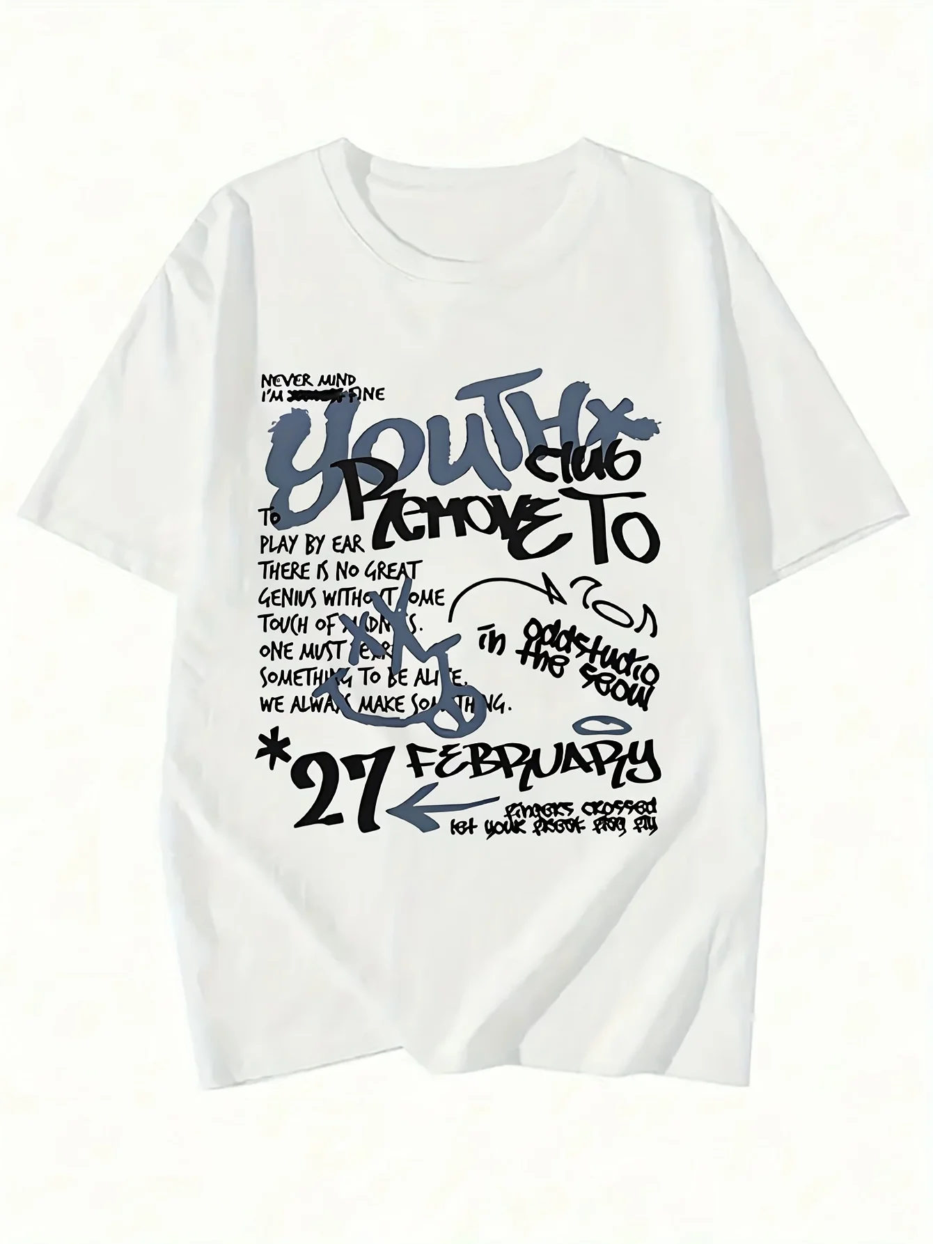 New Women's Y2K-Inspired Graphic Tee Casual Short Sleeve Loose Round Neck with Bold Print White Summer Breathable Clothes