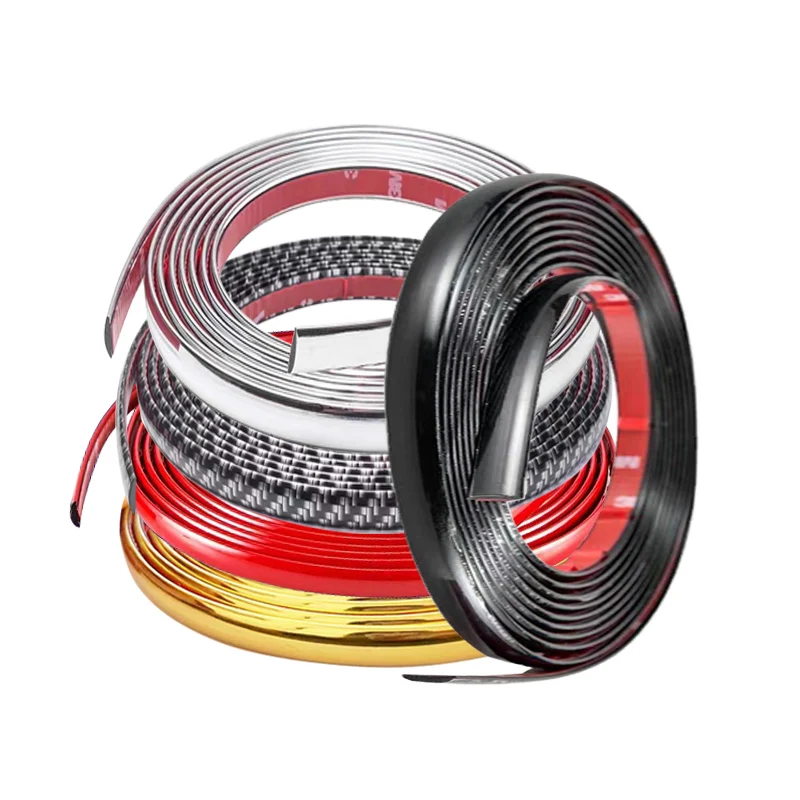 Universal 20mm Wide Car Chrome Bright Strips Silver Gold Black Red Exterior Decoration Anti-collision Tape Covering Scratches