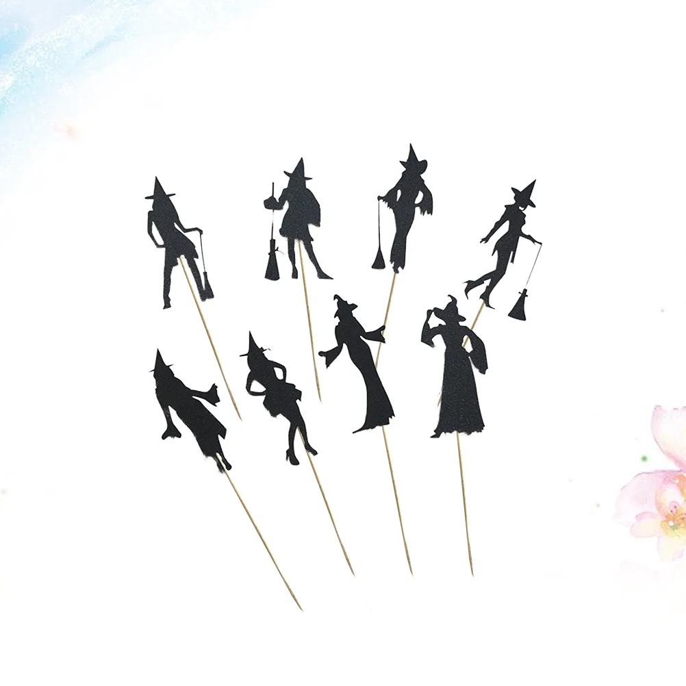 

8Pcs Halloween Witch Cake Inserts Creative Design for Baking Decoration Cupcake Toppers Party Dessert Festival Treats