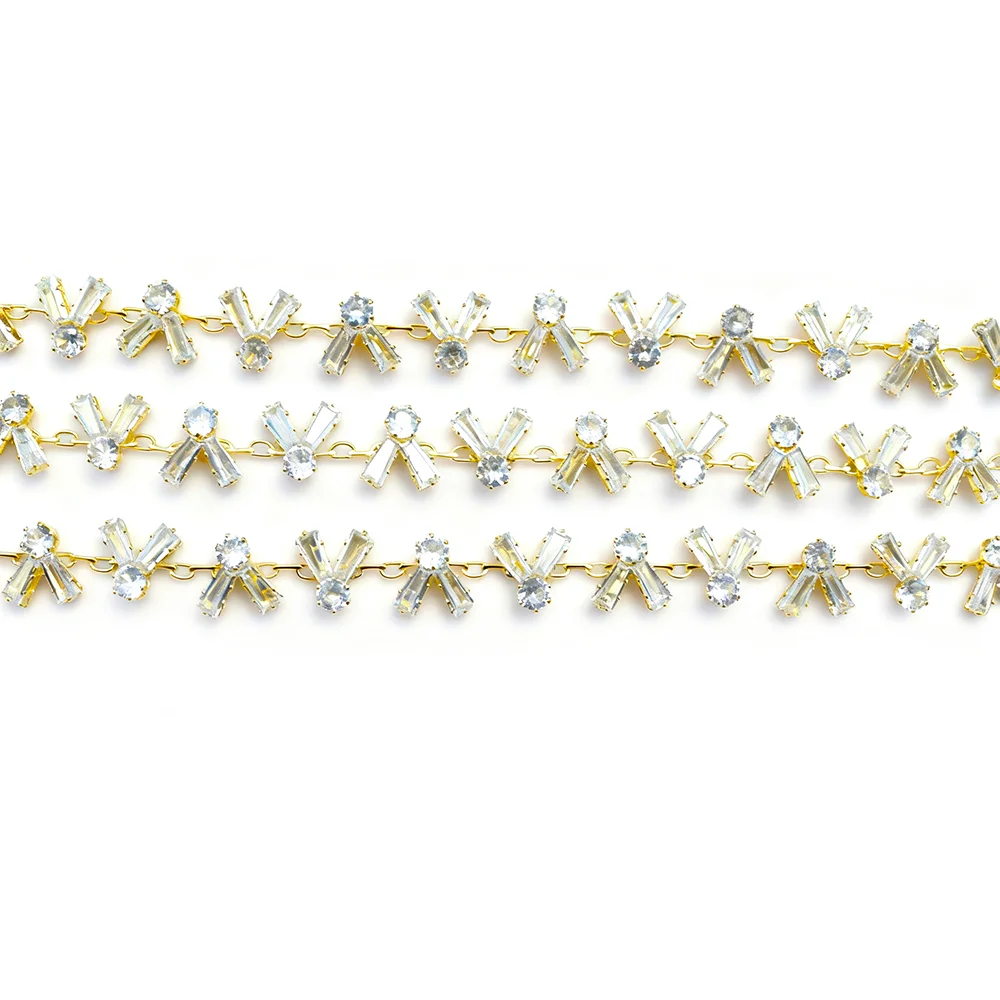 Gold Silver Brass Rhinestone Trim 2cm, 1Yard, Hand Welded Zircon Crystal, Flexible Cuttable Sew On Costume DIY Supply