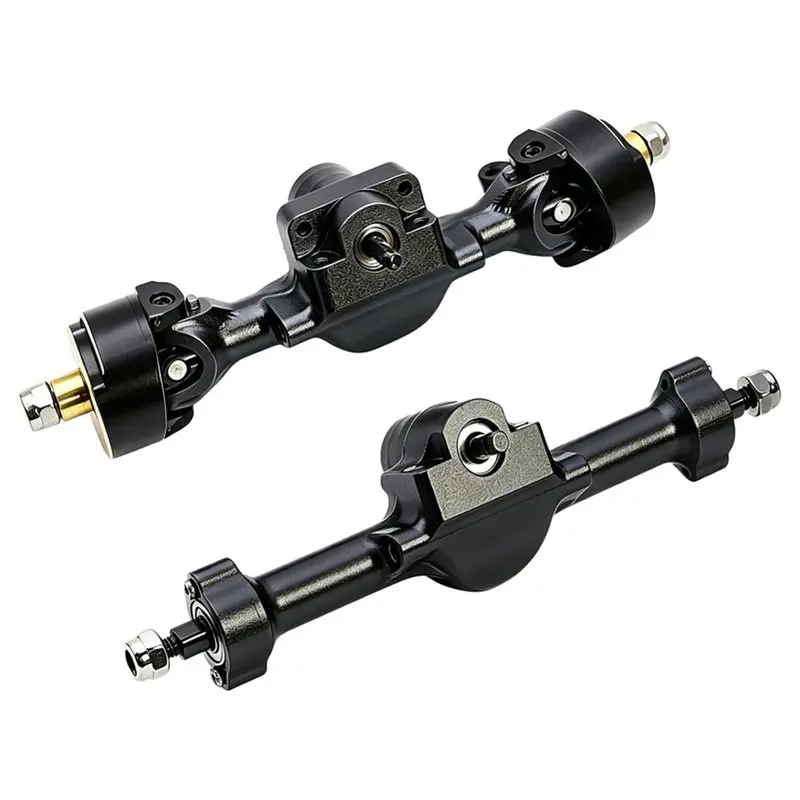 

WOWFU-Aluminum Alloy Front Rear Axle Set For 1/30 Scale SCX30 Axial RC Crawler Upgrade Accessory Parts