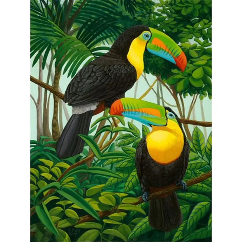 GATYZTORY Malerei Durch Anzahl Vogel Tier Kits Für Erwachsene Handgemalte Diy Rahmen Bild Durch Anzahl Toucan Hause Dekoration Geschenk