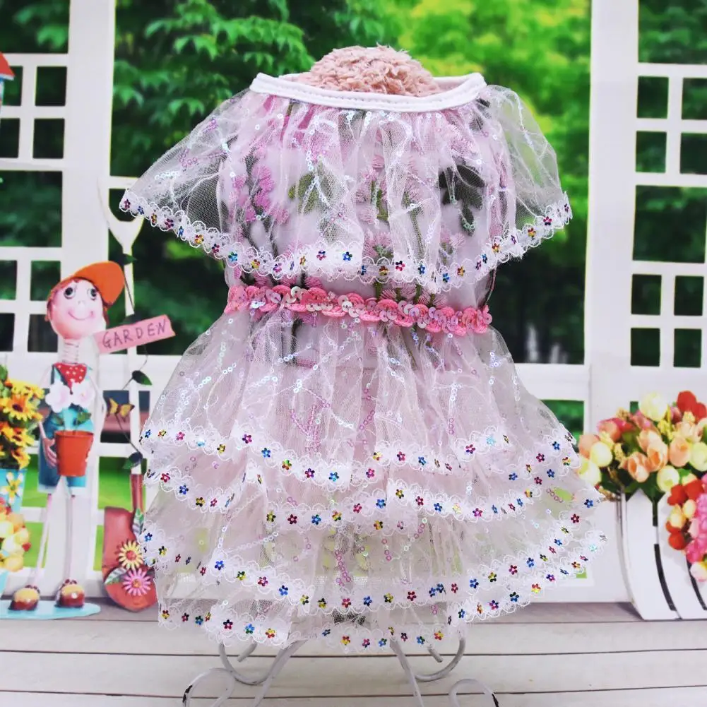 Stylish Dog Skirt  Non-shrink Princess Dress Puppy Clothes  Dog Wedding Lace Dress