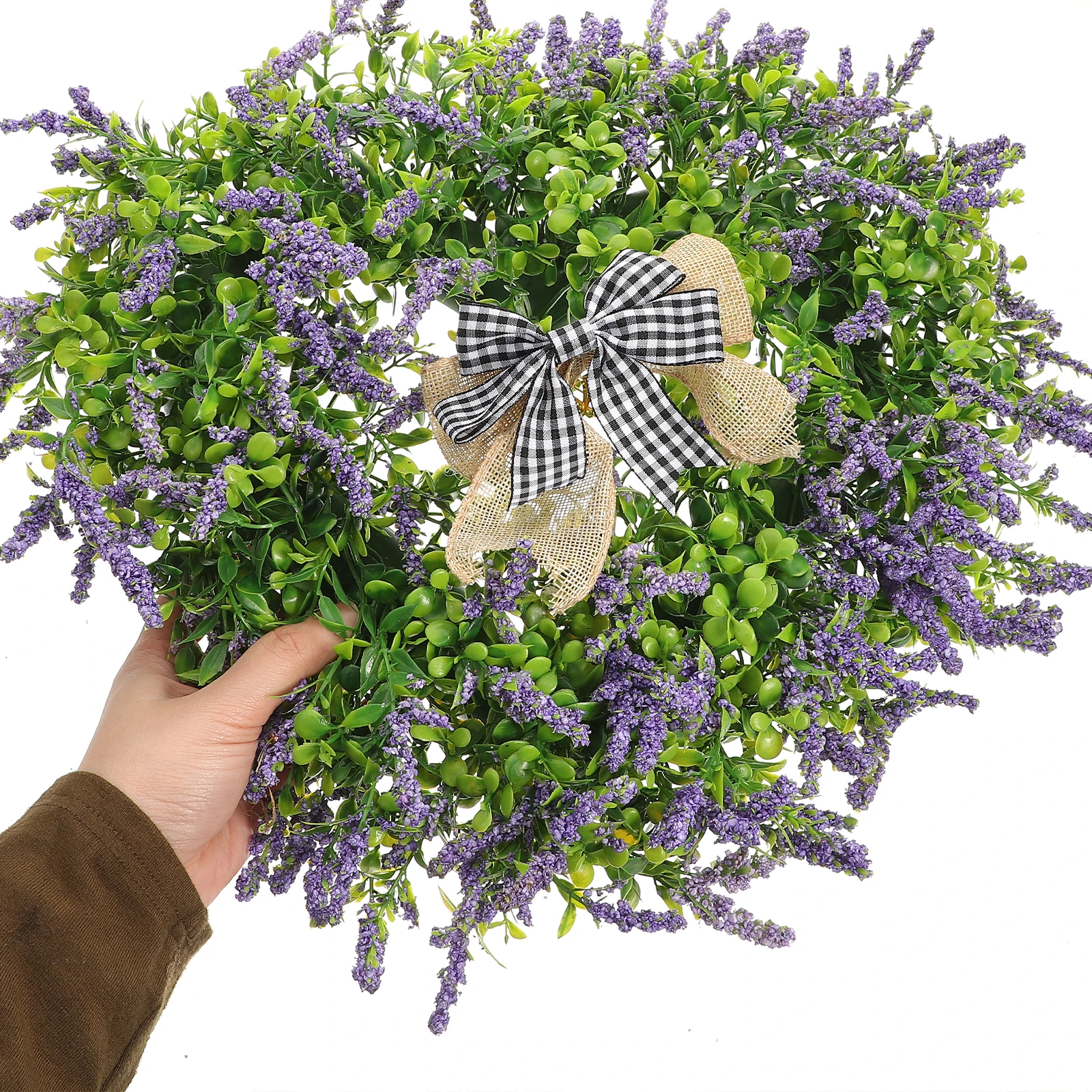

Artificial Flower WreathLavender Heart Shaped Home Decor Plastic Leaf Wreath Hanging Front Door Valentine Party Accessories