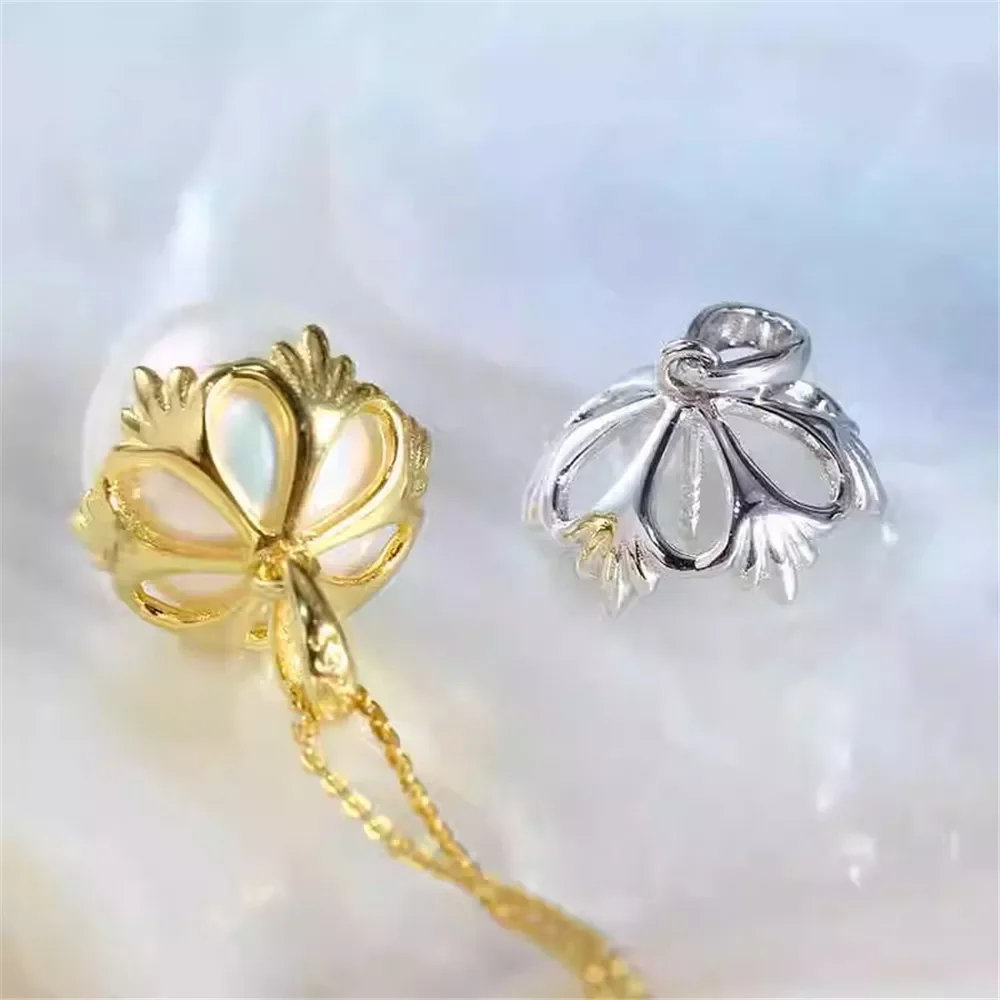 

Подвеска из стерлингового серебра 925 пробы с жемчугом, DIY пустая ободок, чашка, ювелирные изделия для рукоделия, фурнитура для подвески с полыми зубцами