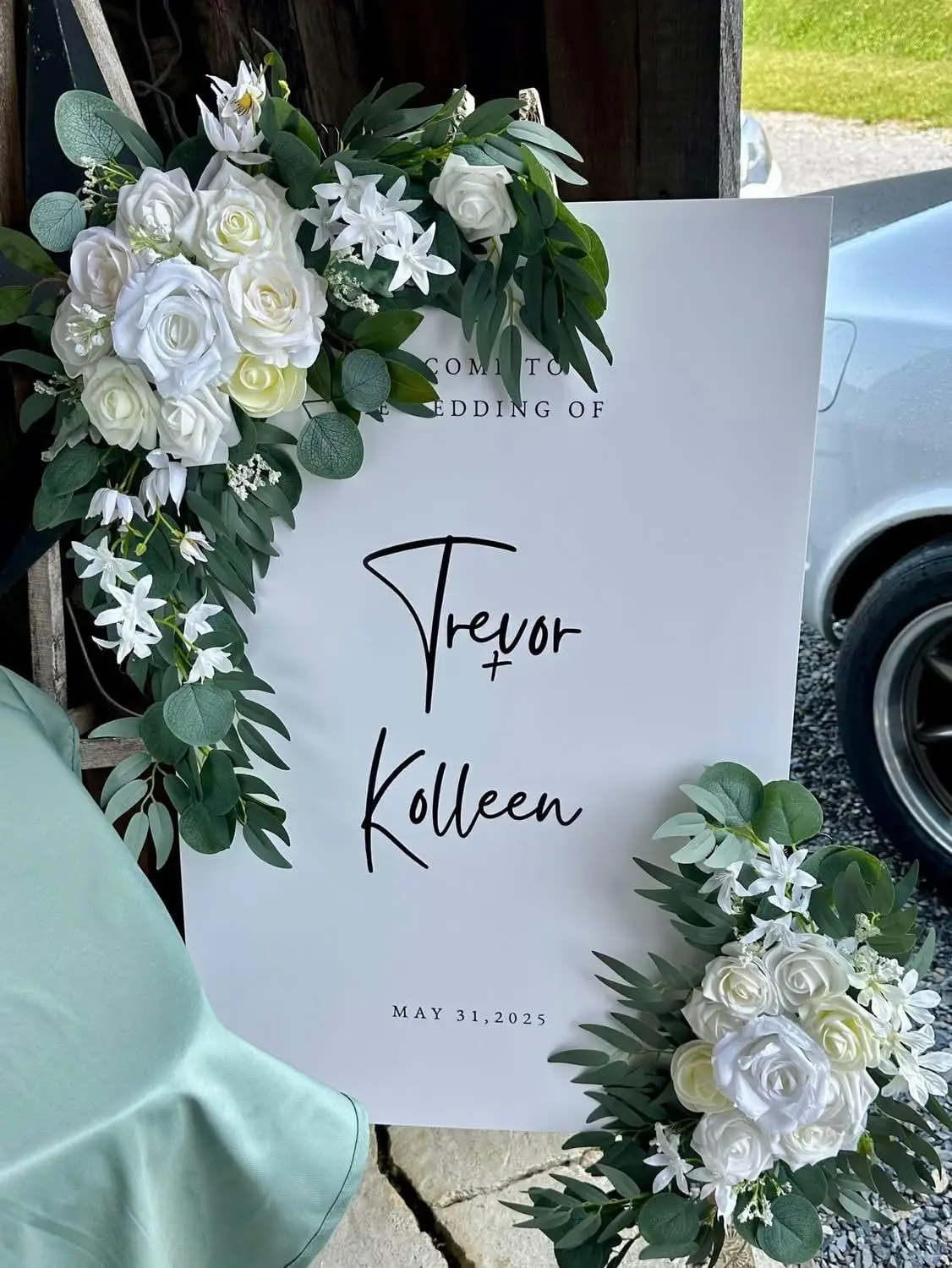 

2Pc Wedding Arch Flowers Romantic Artificial Floral Swag Greenery Leaves Flower for Sheer Drapes Wedding Chair Arbor Ceremony