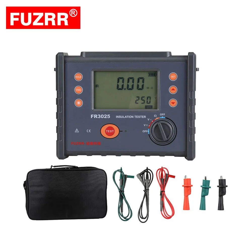 2500V 20G FR3025 Digital Conductor Insulation Resistance Tester Insulation Resistance Test, Voltage Test Digital Only 500 Groups