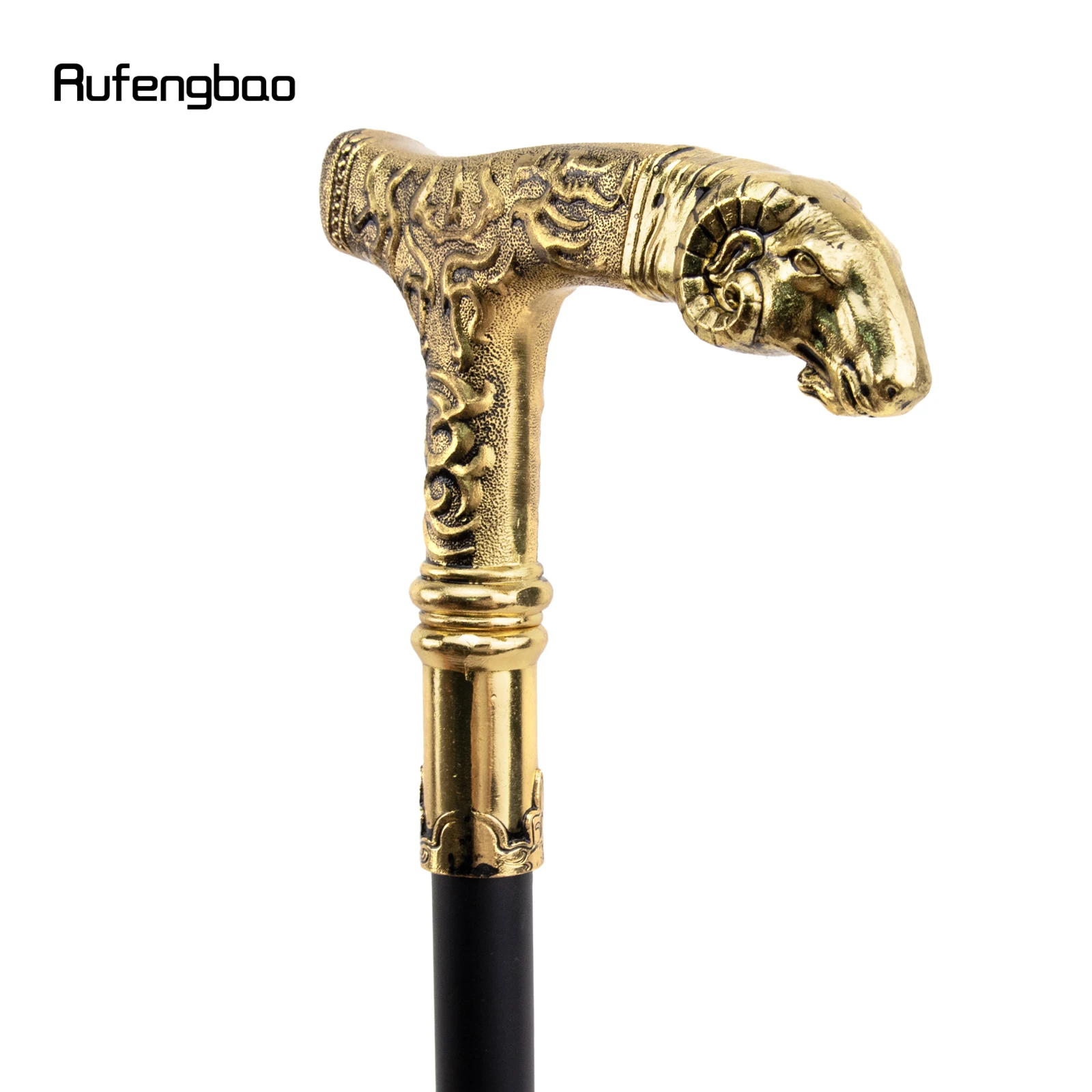 Golden Goat Handle Luxury Pattern Walking Stick Party Fashion Elegant Walking Stick Decorative Cospaly Cane Knob Crosier 90cm