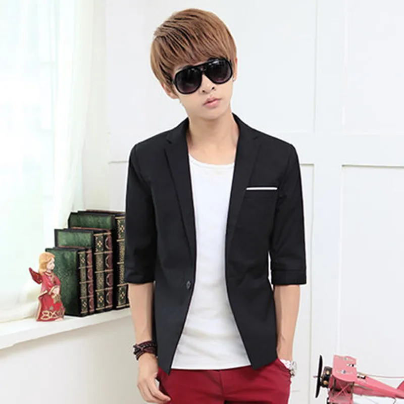 

Slim Fit Casual Men's Seven Sve ort Youth Faion Single West Coat Jaet Summer Regular Thin Leisure Top Outerwear