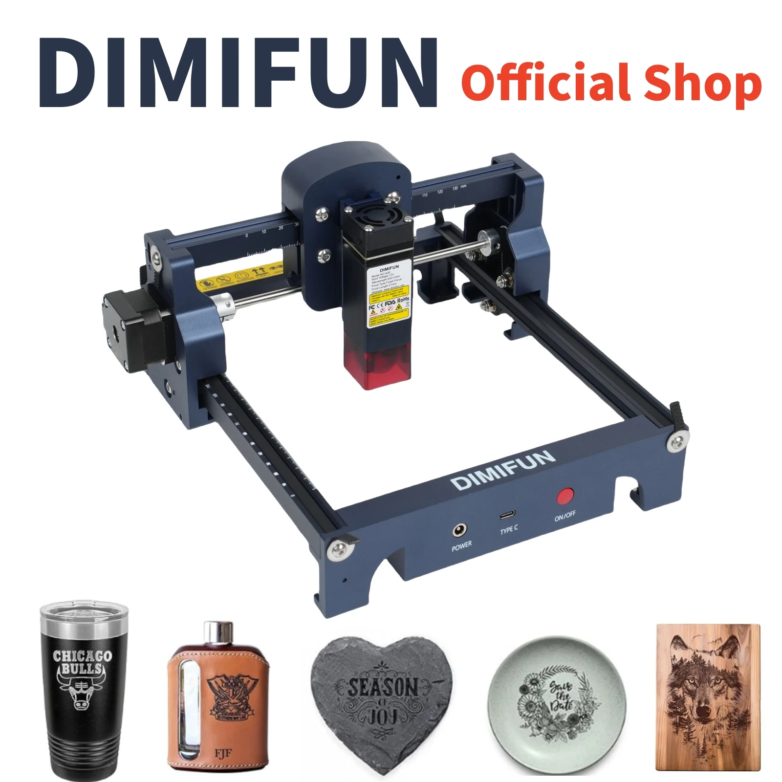 DIMIFUN D9 4.5W portable mini laser cutting and engraving machine tool, 0.06mm precision compressed spot, working area 130*130mm