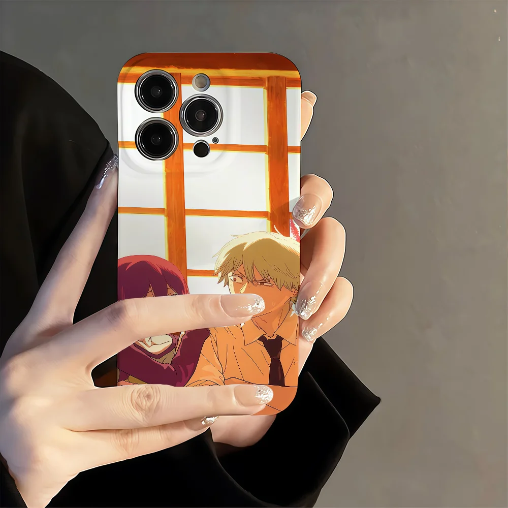 أنيمي C-CHAINSAW M-MAN Reze جراب هاتف آيفون 17 16 15 14 13 12 11 زائد برو ماكس ثقب دقيق صغير مطابقة فيلم يغطي