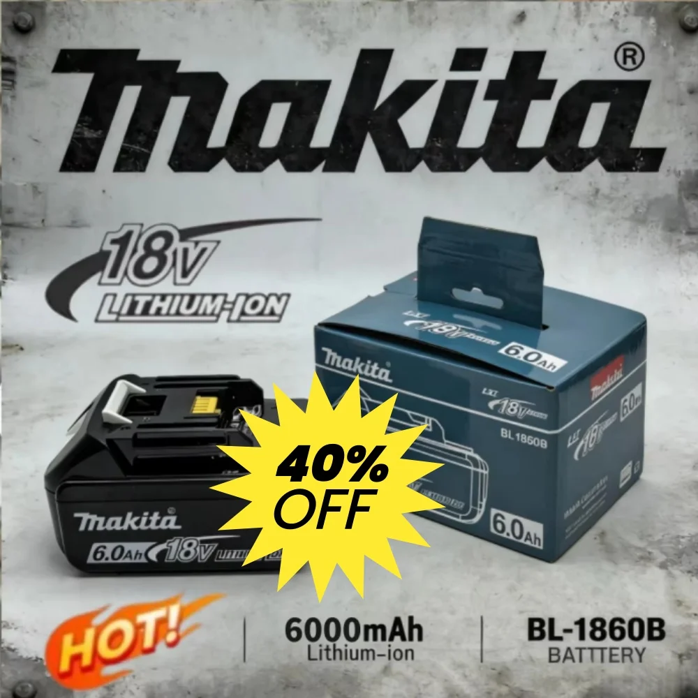 

Makita Genuine 18V 6Ah Lithium Battery Replacement for BL1860B BL1840 BL1830B BL1850B BL1850 BL1860 BL1815 - Authentic