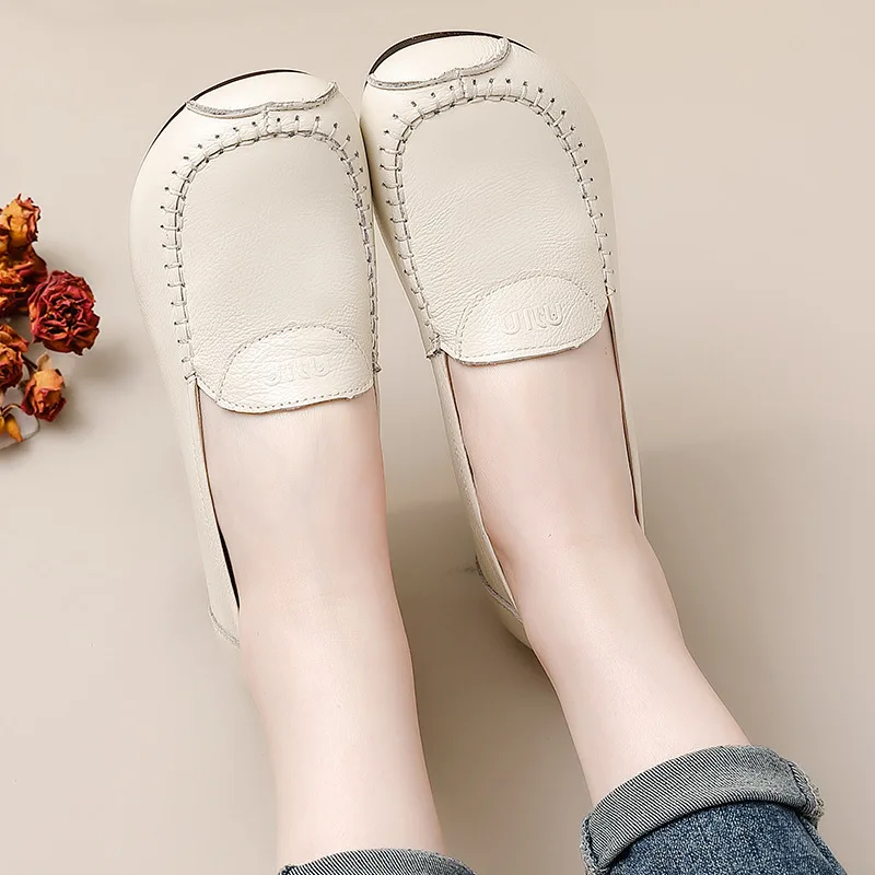 

Plain genuine leather moccasins woman shoes 2025 trends slip on ballet flats ladies office shoes work flats cozy vintage loafers