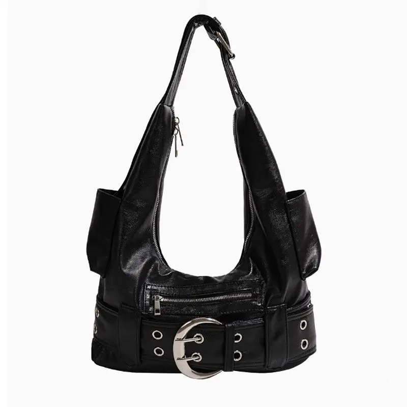 Fashion Individuality Premium Texture Shoulder Armpit Bag  Spice Girl Large Capacity Commuter Messenger Locomotive Bag Handbag