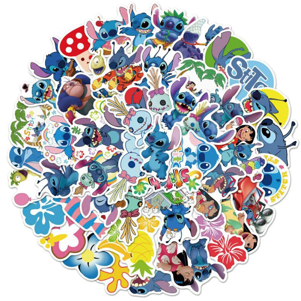 

10/30/50/100pcs Disney Cartoon Stitch Stickers Decals Decorative Laptop Stationery Skateboard Vinyl Cute Anime Sticker for Kids