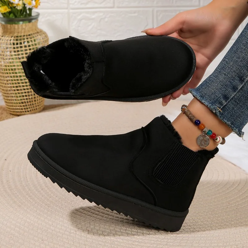 2024 nuove donne invernali stivali da neve peluche caldo antiscivolo impermeabile signore appartamenti Casual Slip on stivaletti femminili scarpe