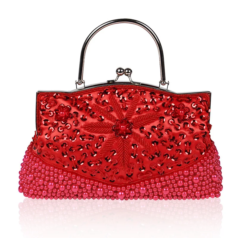 Retro Bead Embroidery Dinner Bag Portable Shoulder Oblique Span Women's Bag Multi-color Optional Sac À Main Femme Luxe De Marque