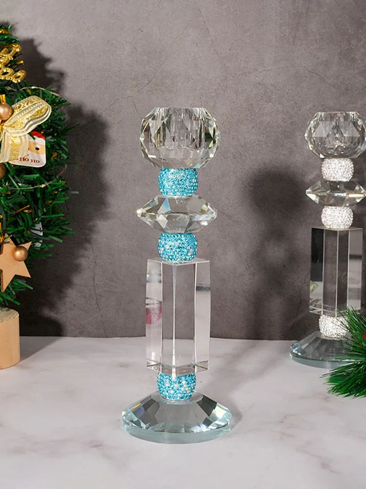 2Pc/Sst , Crystal Candlestick Home Decoration Candle Holder Crystal Transparent Birthday Dinner Party Candle Atmosphere