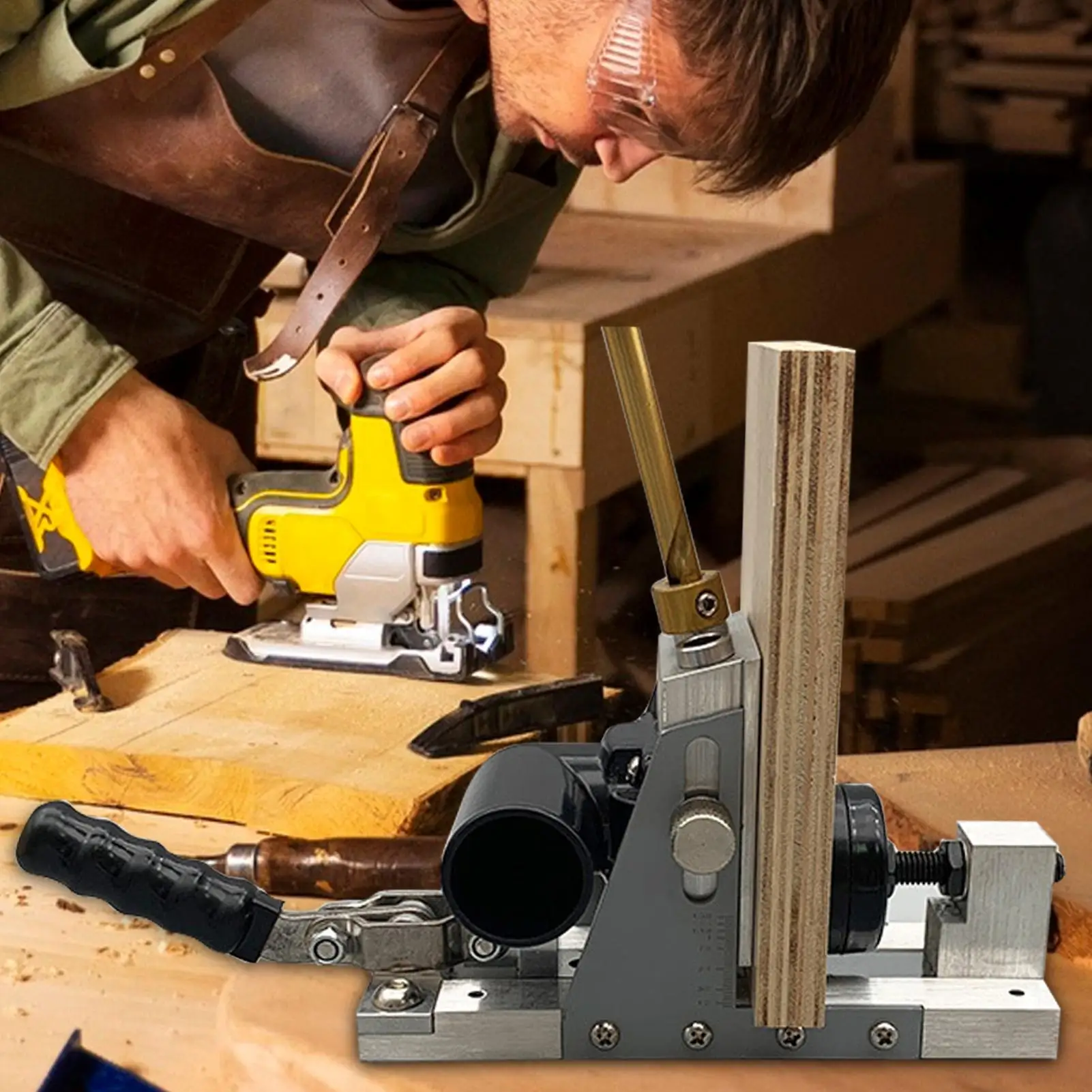 

Drill Guide Jig Woodworking Hole Locator Adjustable Punch Locator For Metalworking Industrial Home Improvement Carpenter