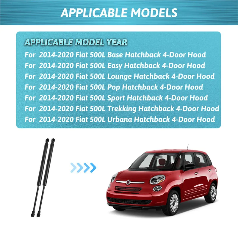 For 2014-2019 Fiat 500L Basic Hatchback 4-Door Hatch Accessory Automotive Front Hood Gas Strut