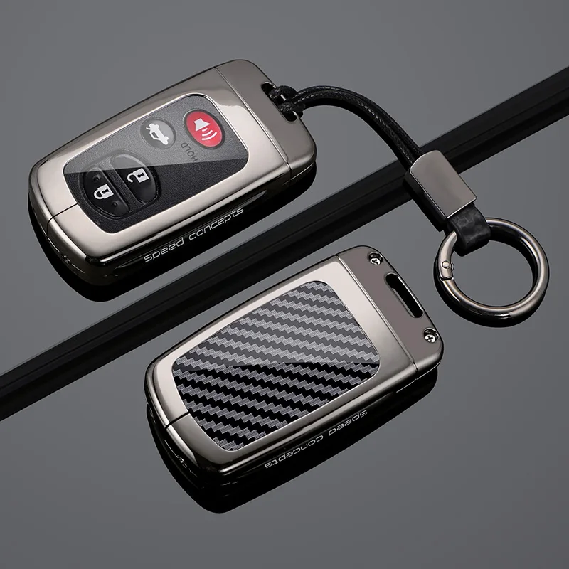 

Suitable Alloy Carbon Fiber Car Key Case for Toyota Camry Crown Majesta Highlander Land Cruiser Prado Kluger Mark X Keychain