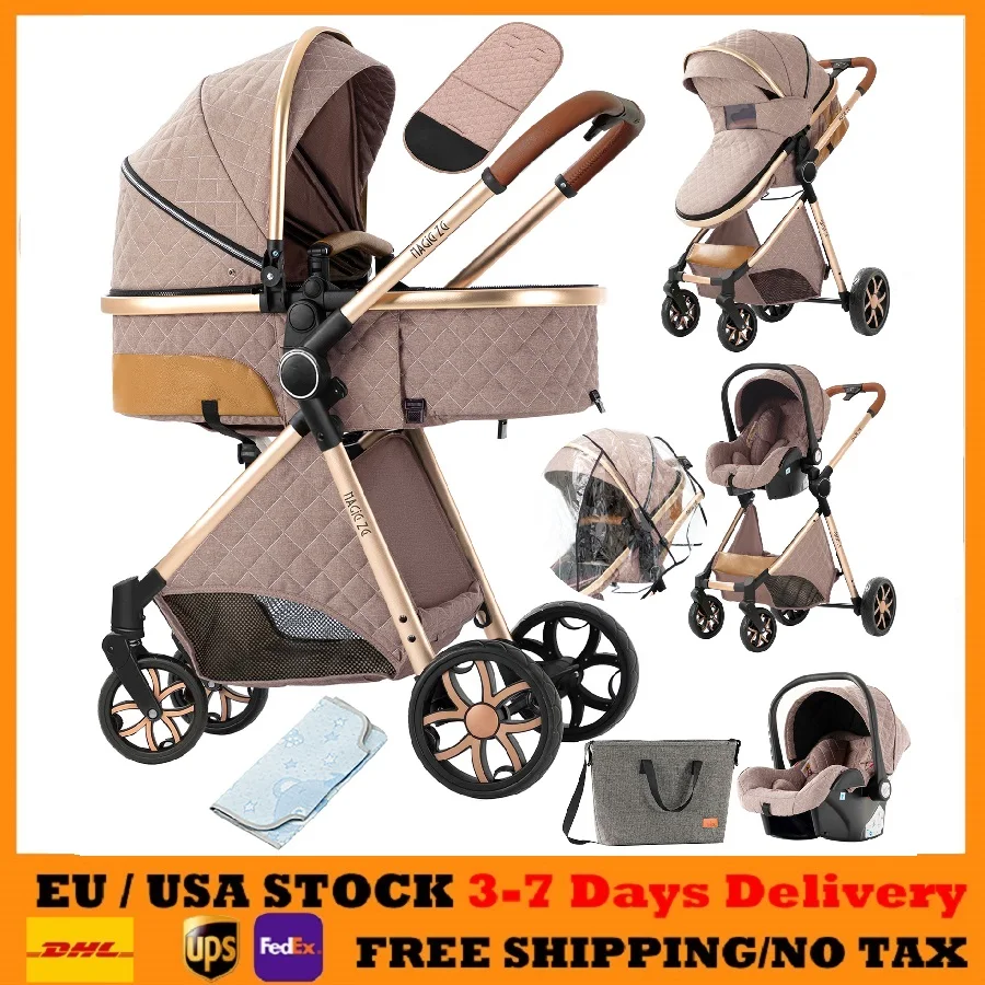 

Baby Stroller Baby Carriage 3 in 1 Baby Stroller Toddler Travel System Stroller with Reclining Seat Lightweight Travel Stroller