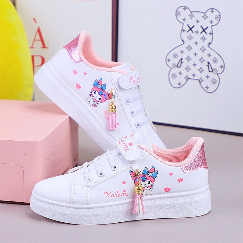 

2024 Sanrio Tennis Kuromi Kawaii Anime Children Sneakers Spring Cartoon Sweet Cute Sports Shoes Breathable Kids Birthday Gifts