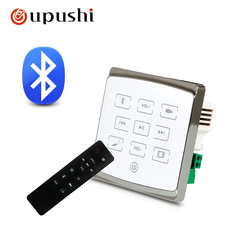 

Oupushi bluetooth amplifier smart home audio mini in wall amplifier 86 type support FM bluetooth USB TF MP3 sound system speaker