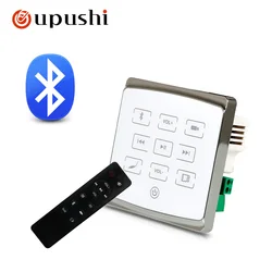 Oupushi bluetooth amplifier smart home audio mini in wall amplifier 86 type support FM bluetooth USB TF MP3 sound system speaker