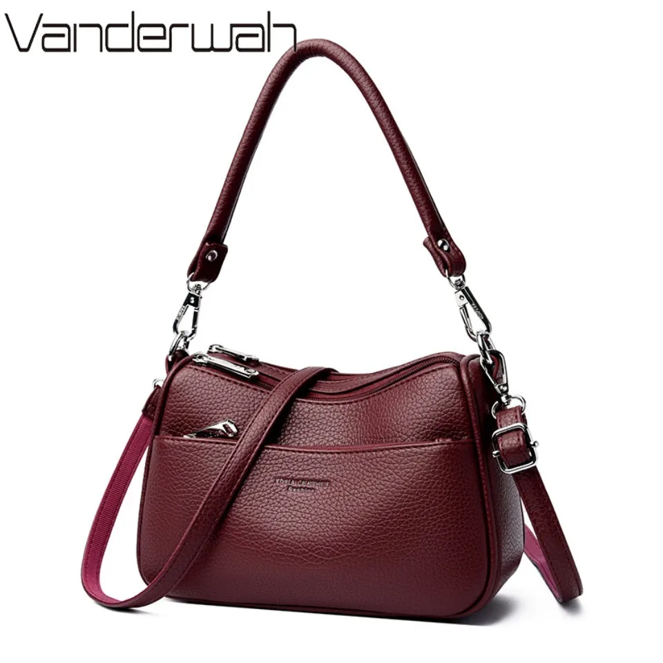

Genuine Brand Top Quality Soft Pu Leather Shoulder Crossbody Bags for Women 2026 Designer Handbag 2 Layers Hand Messenger Bag