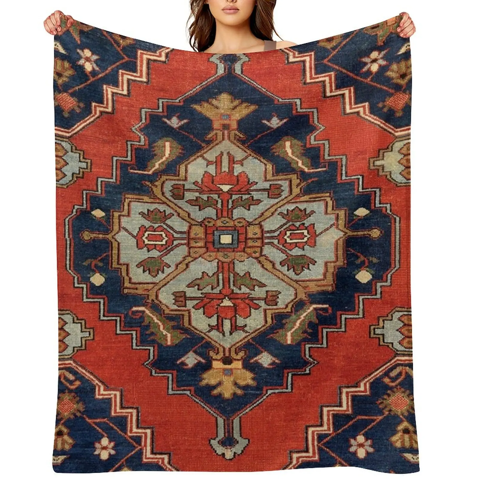 

Antique Persian Bakshaish Oriental Carpet Print Throw Blanket Fashion Sofas blankets and throws Luxury St Thermal Blankets