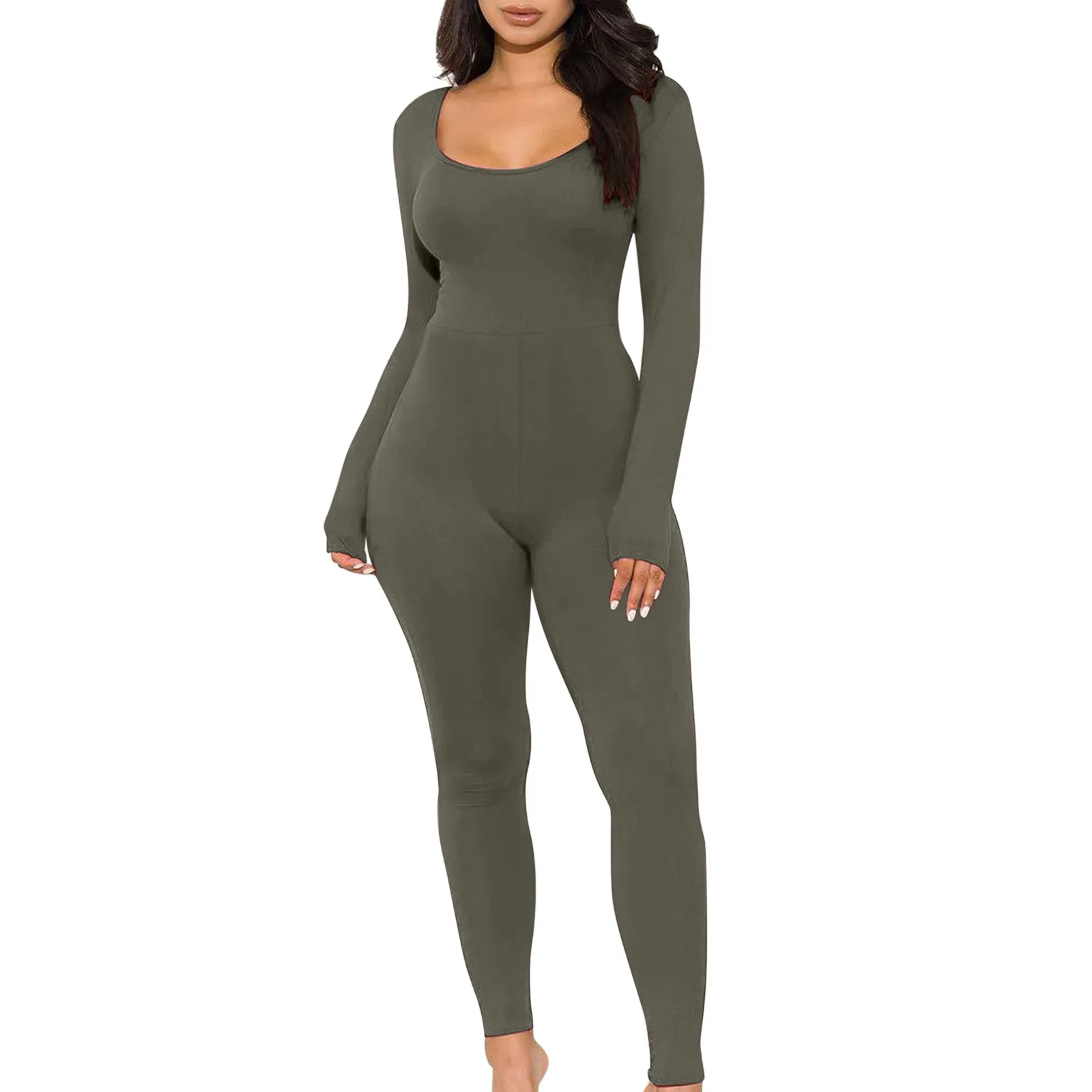 Yoga Jumpsuit Women Basics Long-sleeved Jumpsuits Lady Fitness Exercise Workout Rompers Femme Casual Skinny Overalls 2024