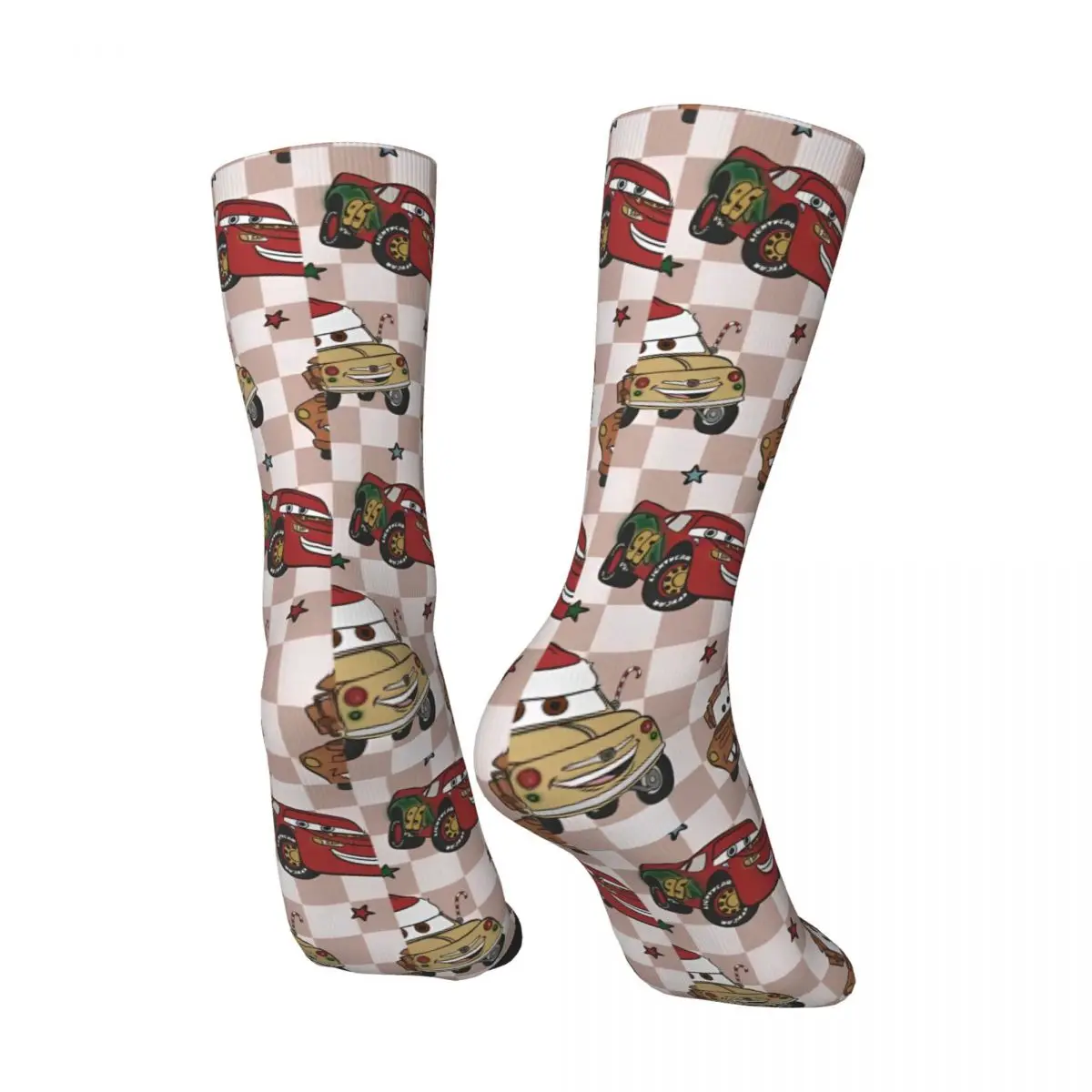 Calcetines Cars Lightning McQueen Navidad Primavera Verano Otoño Invierno calcetines de tubo medio medias hombres calcetines correr calcetines antideslizantes